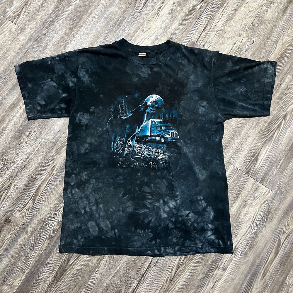 Ride With The Big Dogs Wolf Semi Truck Tee Large